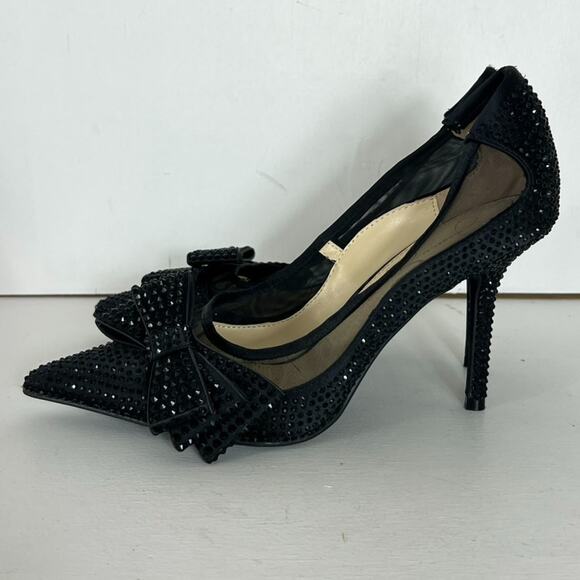 Jessica Simpson Heels Women's Size 8M Black Raynne Sequin Pump Bow Accent - Picture 10 of 14